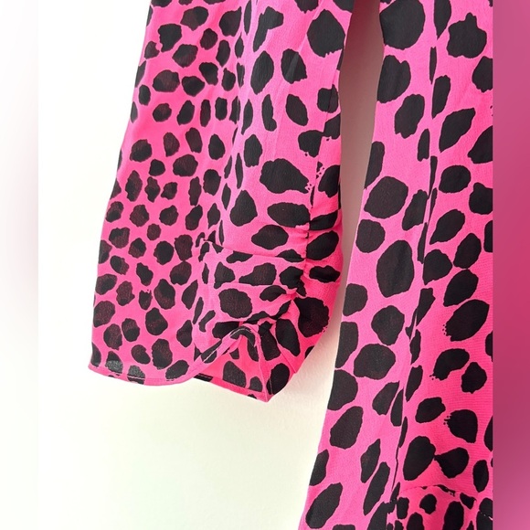 Rixo Kyla Dress Size Medium Silk Leopard Print Pink Cocktail Dress Mini - Picture 9 of 13